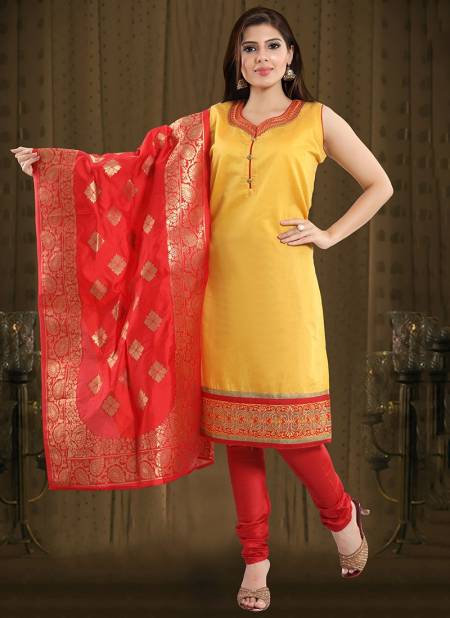 GOLDEN Colour N F CHURIDAR 08 Fancy Festive Wear Worked Readymade Salwar Suit Collection N F C 227 GOLDEN
